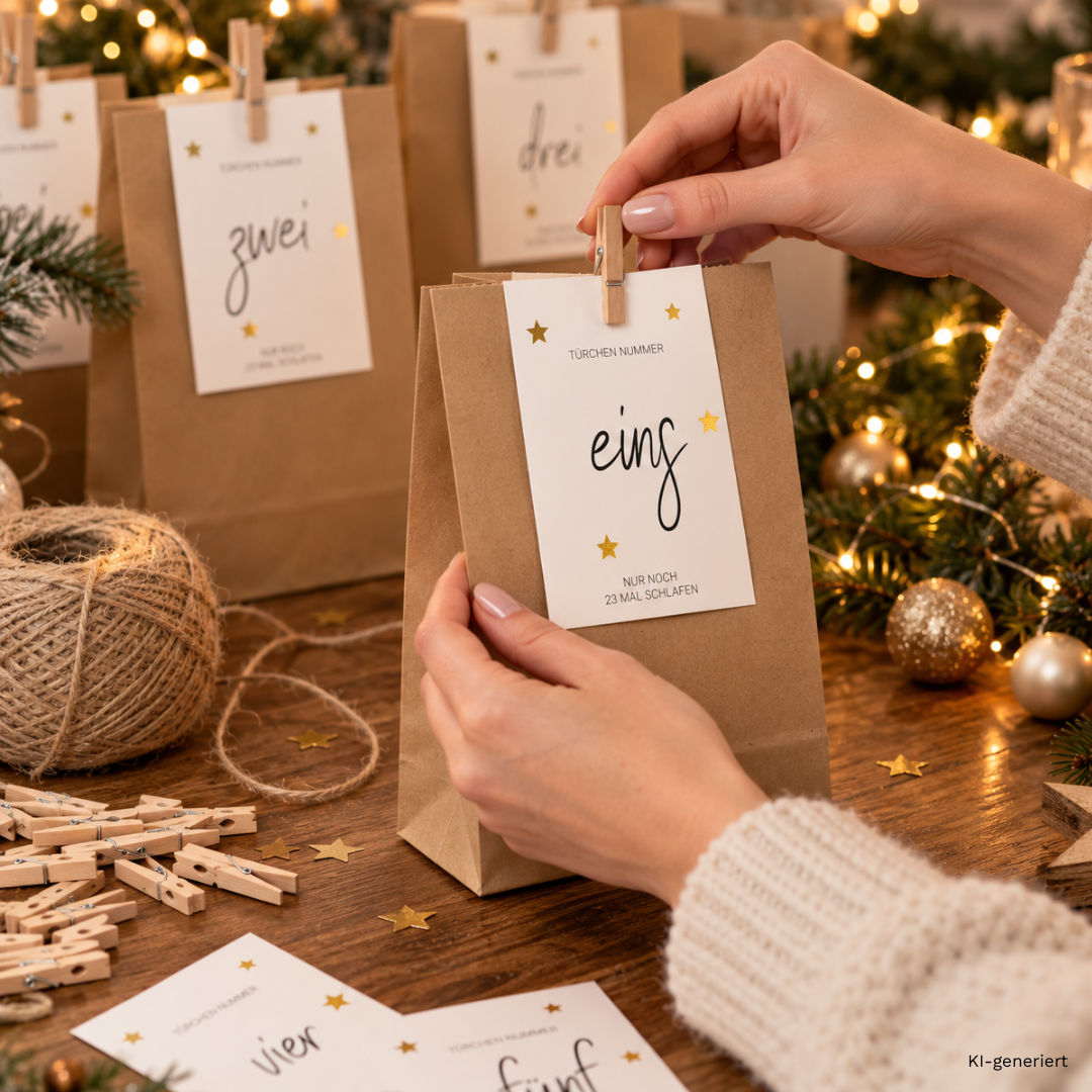 Adventskalender Set "Goldene Sterne"