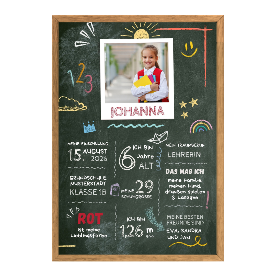 Einschulungsposter im Tafel-Look | personalisiert mit Foto & Namen
