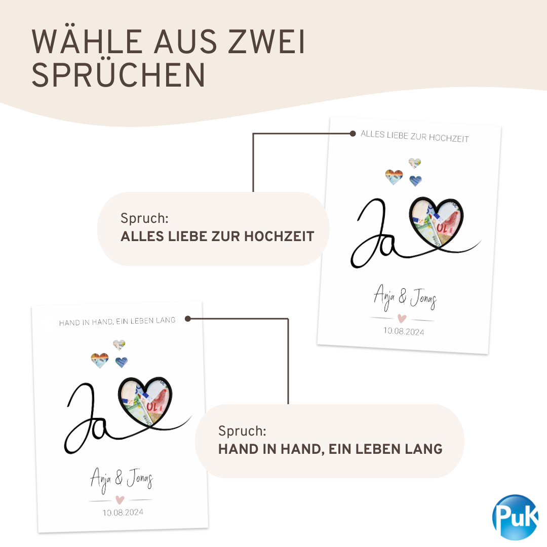 Poster "Ja mit Herz" | Geldgeschenk zur Hochzeit
