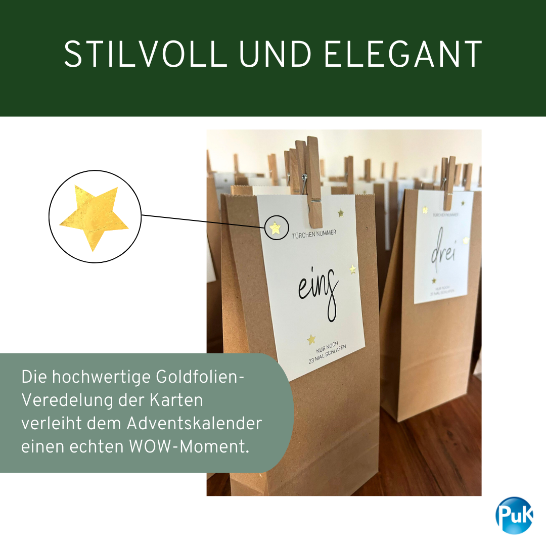Adventskalender Set "Goldene Sterne"