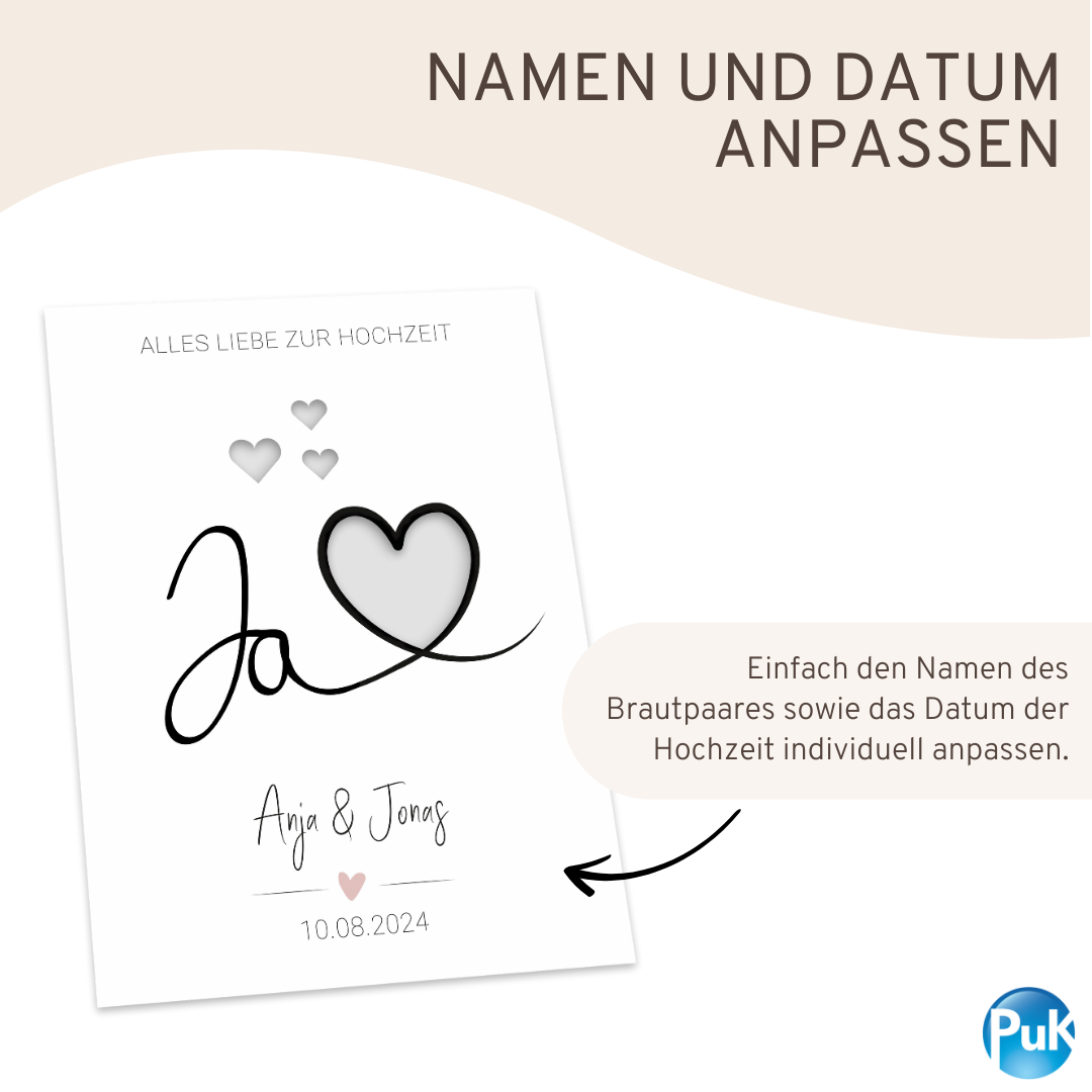 Poster "Ja mit Herz" | Geldgeschenk zur Hochzeit
