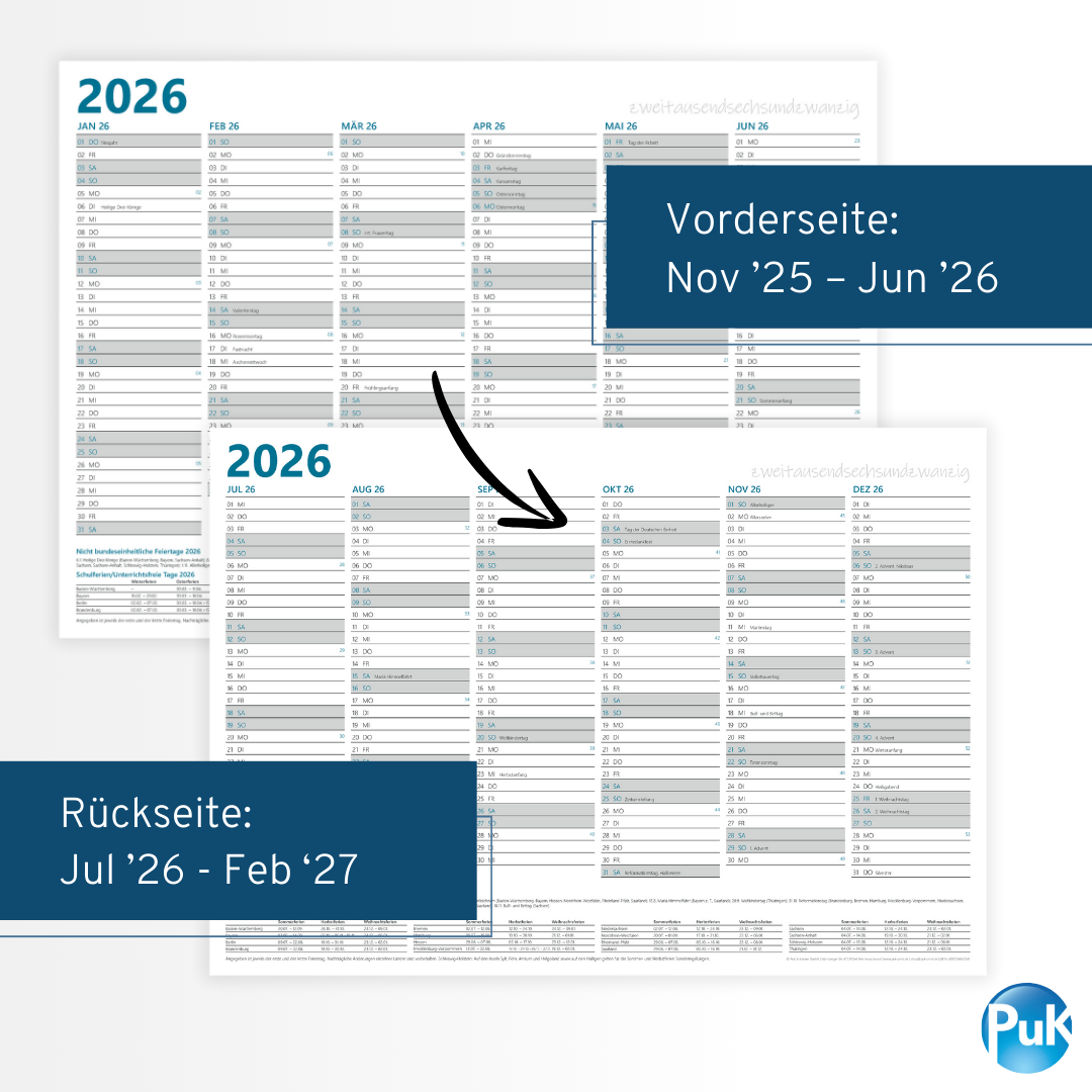 Jahresplaner 2026 DIN A3 - 12 Monate