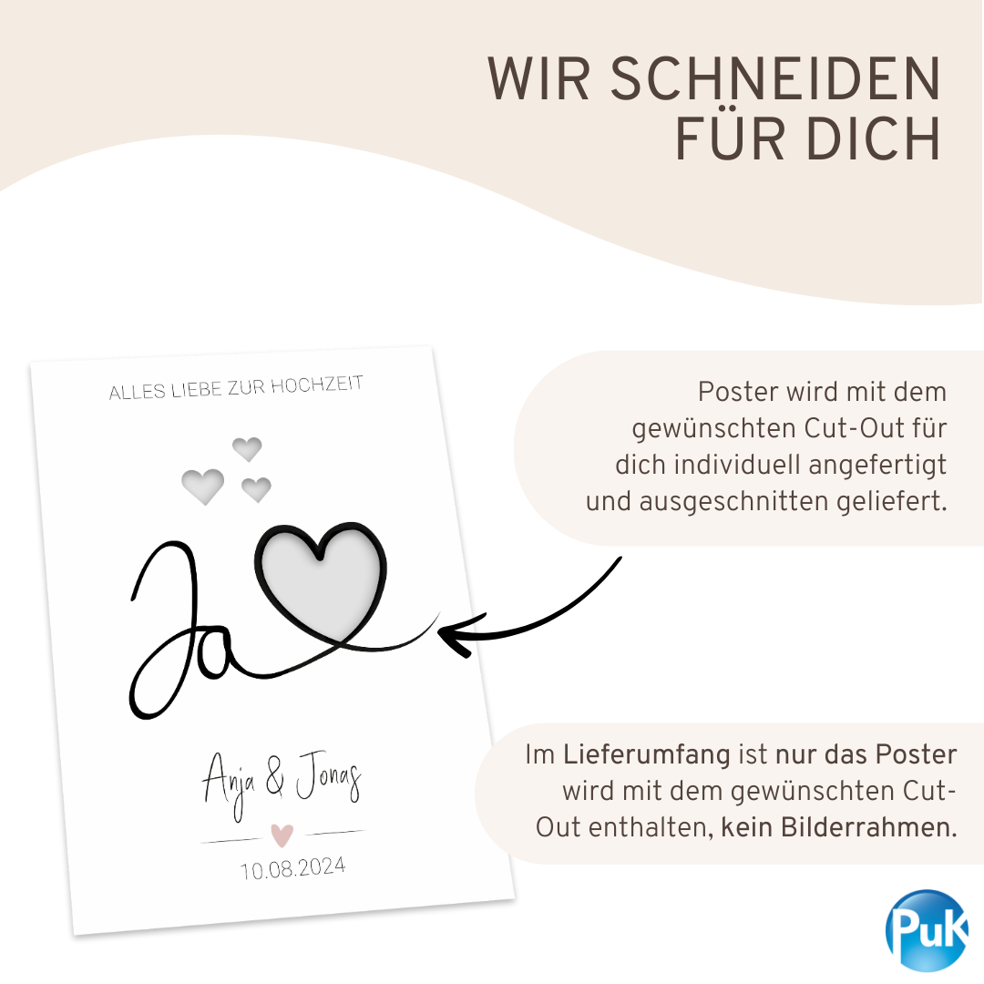 Poster "Ja mit Herz" | Geldgeschenk zur Hochzeit