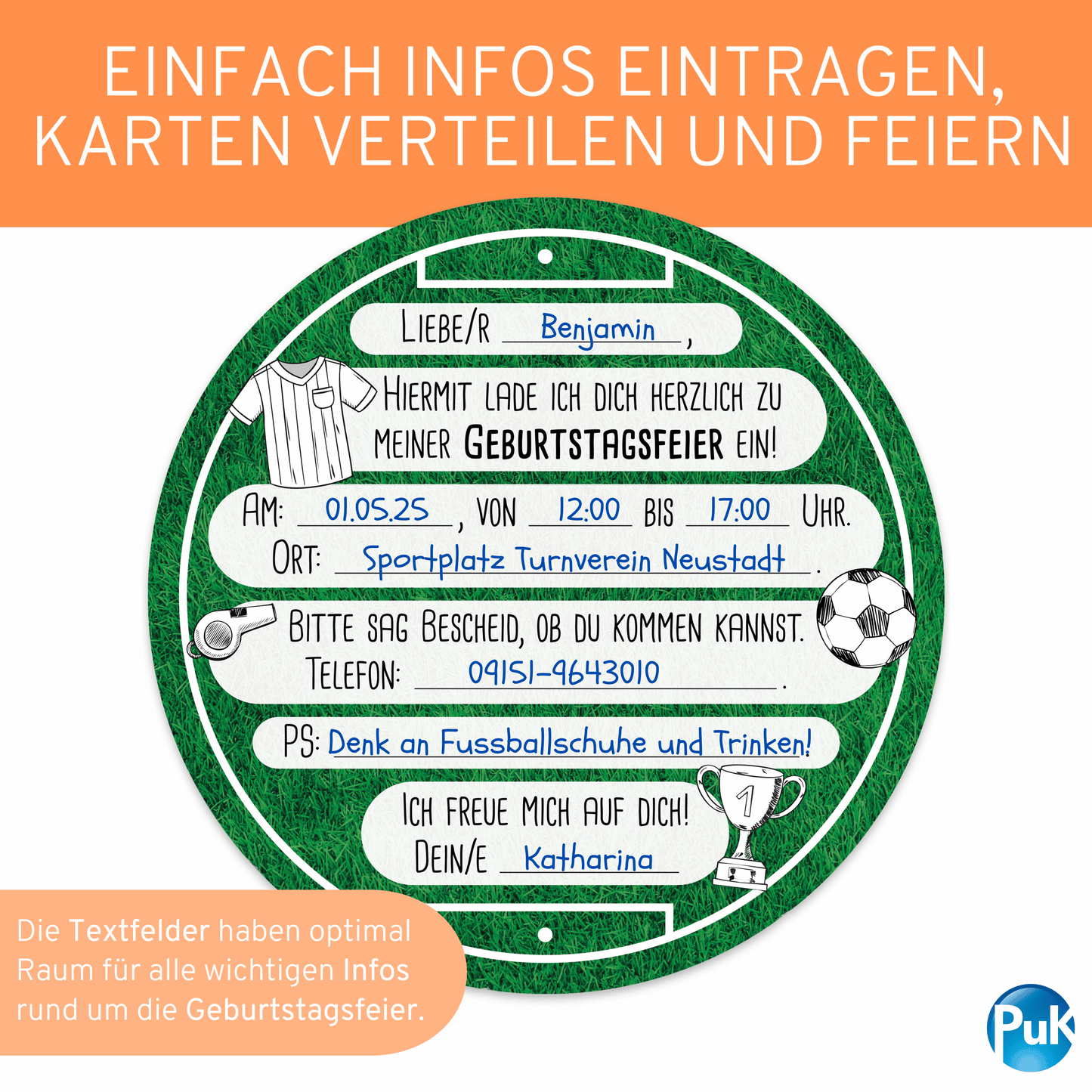 Einladungskarten "Fußball"