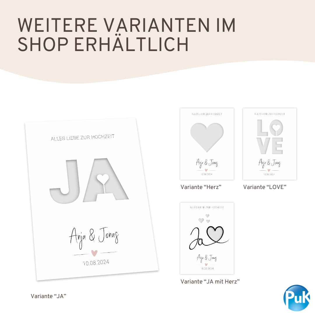 Poster "JA" | Geldgeschenk zur Hochzeit