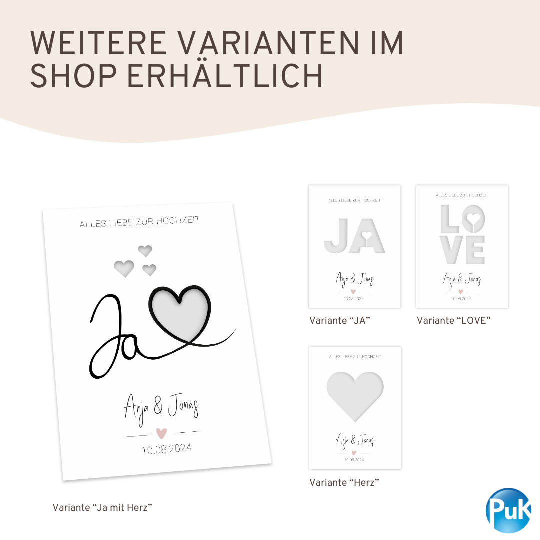 Poster "Ja mit Herz" | Geldgeschenk zur Hochzeit