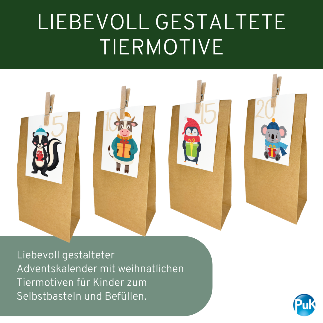 Adventskalender Set "Weihnachtstiere"