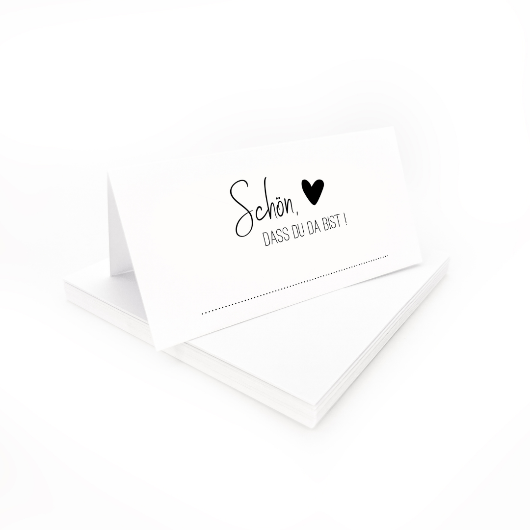 Tischkarten weiß | Design 01 | Herzfarbe wählbar