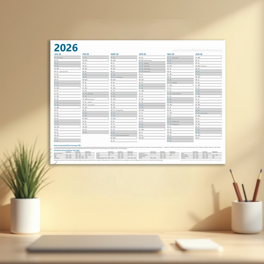Jahresplaner 2026 DIN A3 - 12 Monate