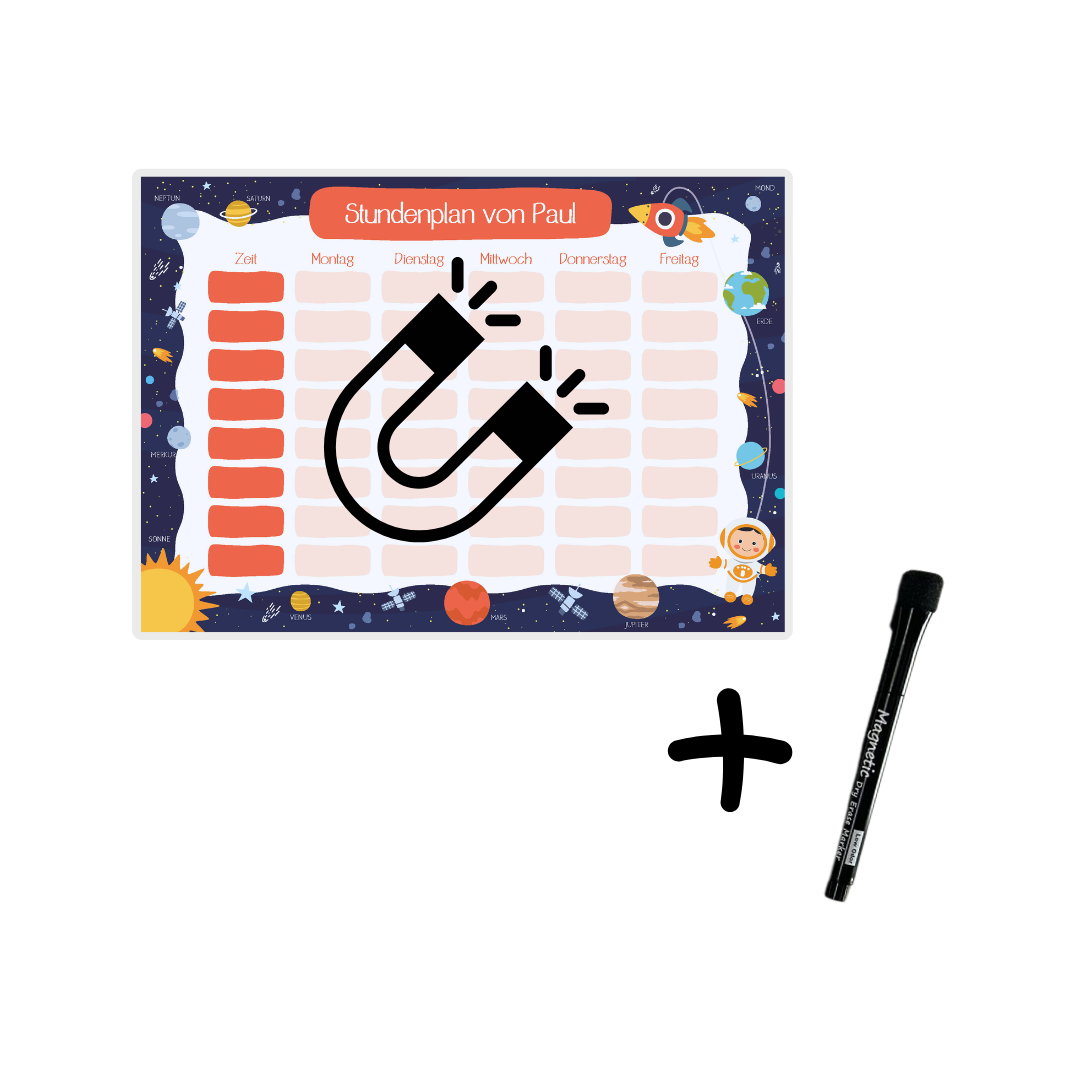 Abwischbarer Stundenplan "Weltall" | personalisiert