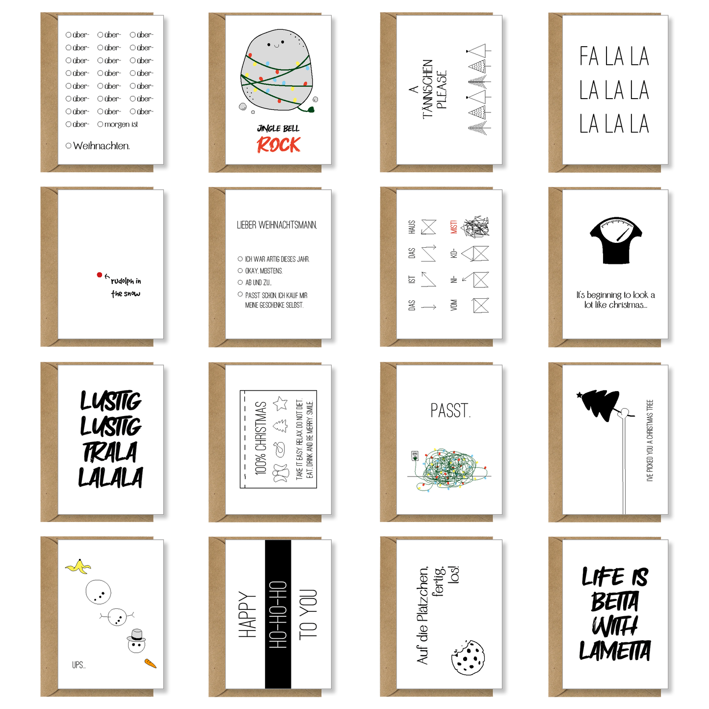 Weihnachtskarten Set "Lustig"