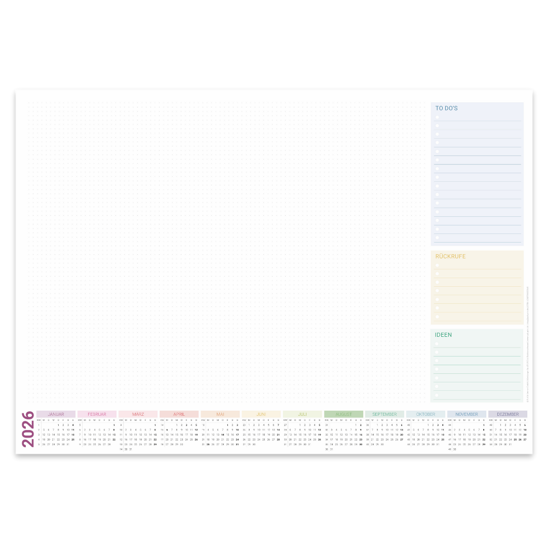 Schreibtischunterlage 2026 Bunt