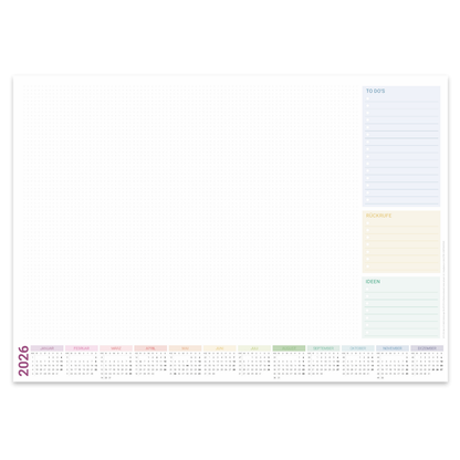Schreibtischunterlage 2026 Bunt