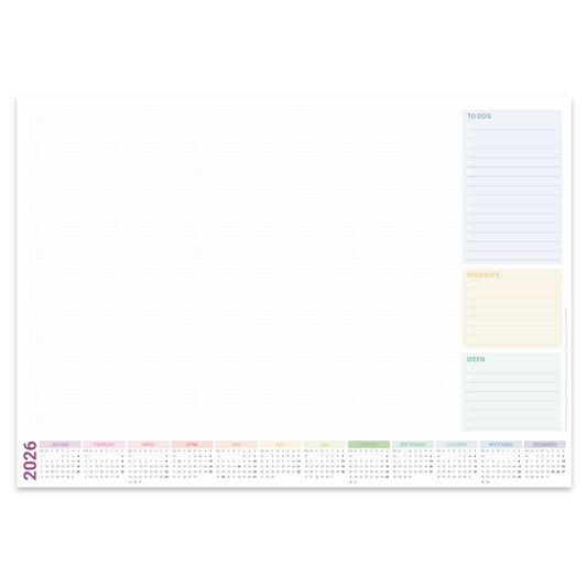 Schreibtischunterlage 2026 Bunt