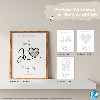 Poster "Ja mit Herz" | Geldgeschenk zur Hochzeit