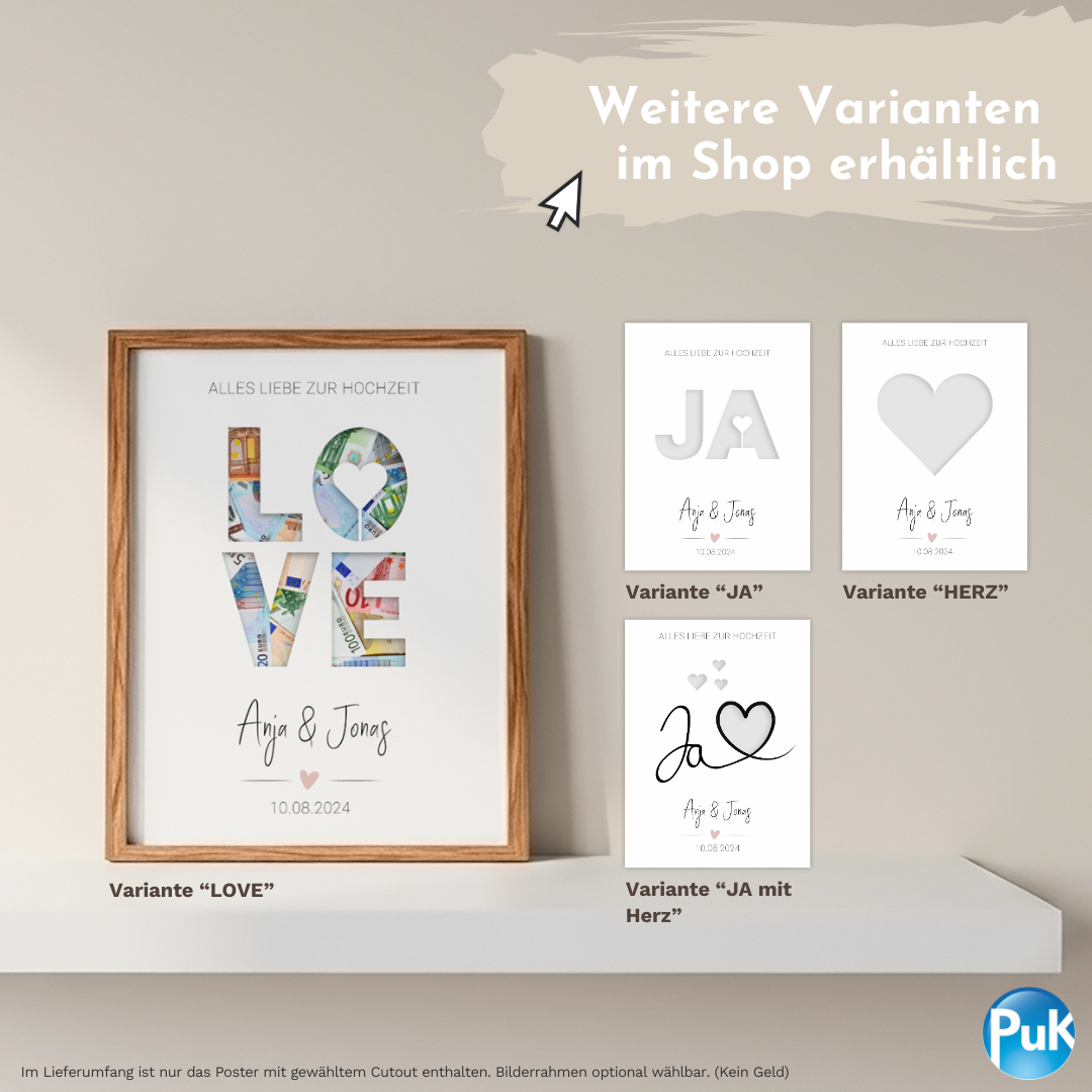 Poster "LOVE" | Geldgeschenk zur Hochzeit