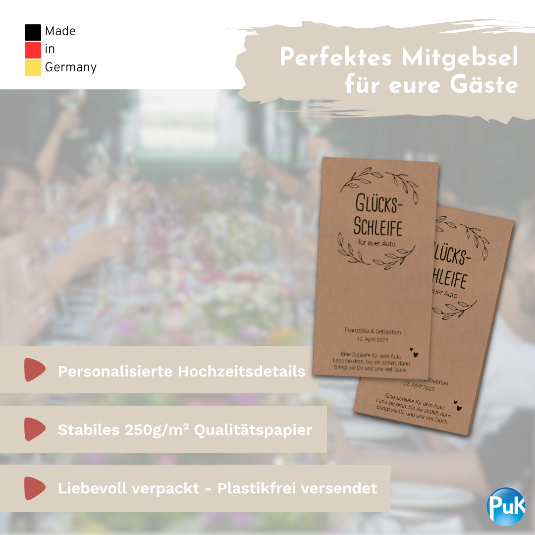 Glücksschleifen Karten Kraftpapier | personalisiert