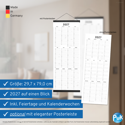 Wandkalender 2027 länglich