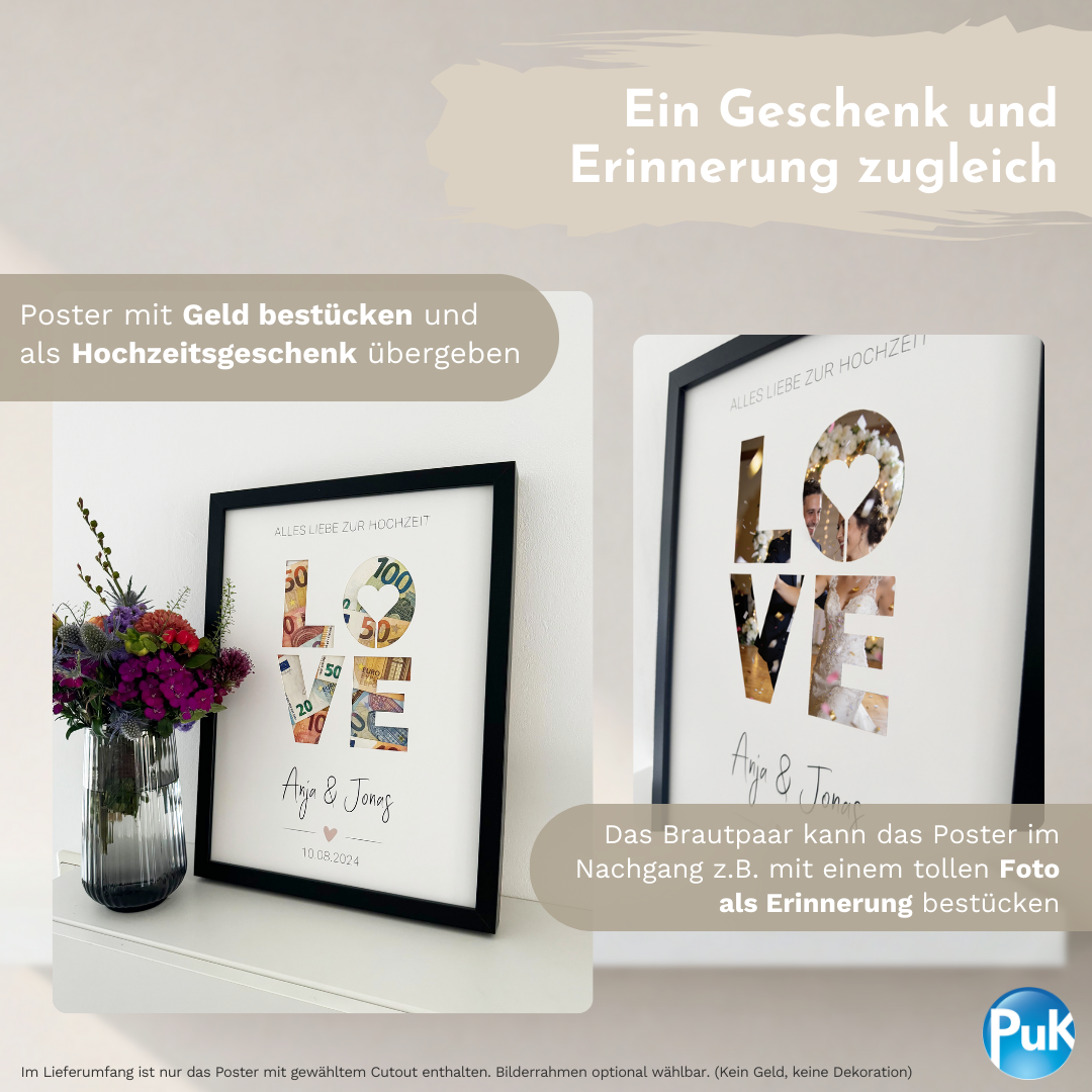 Poster "Ja mit Herz" | Geldgeschenk zur Hochzeit