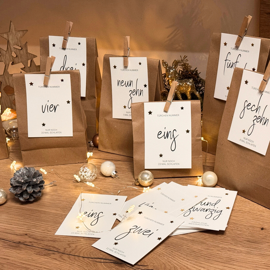 Adventskalender Set "Goldene Sterne"