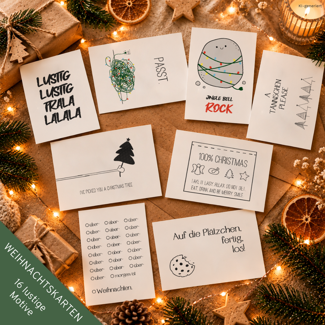 Weihnachtskarten Set "Lustig"