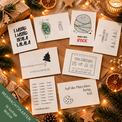 Weihnachtskarten Set "Lustig"