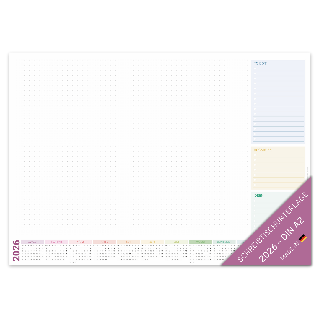 Schreibtischunterlage 2026 Bunt