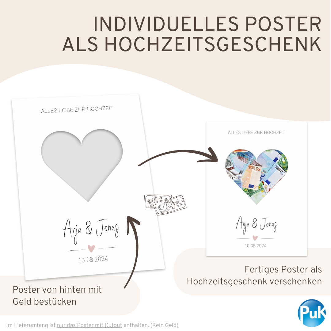 Poster "Herz" | Geldgeschenk zur Hochzeit