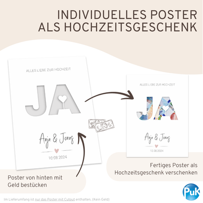 Poster "JA" | Geldgeschenk zur Hochzeit