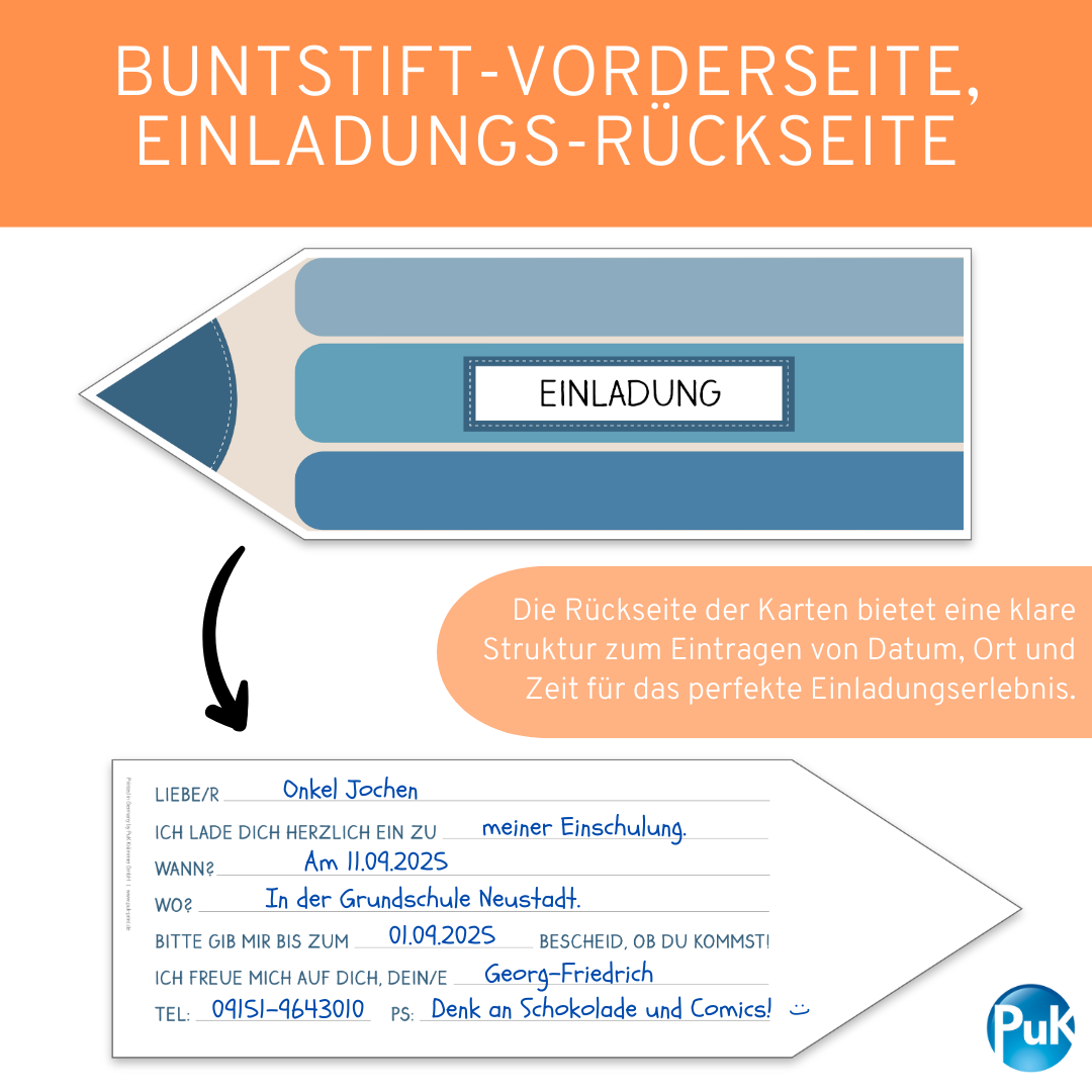 Einladungskarten "Buntstifte"