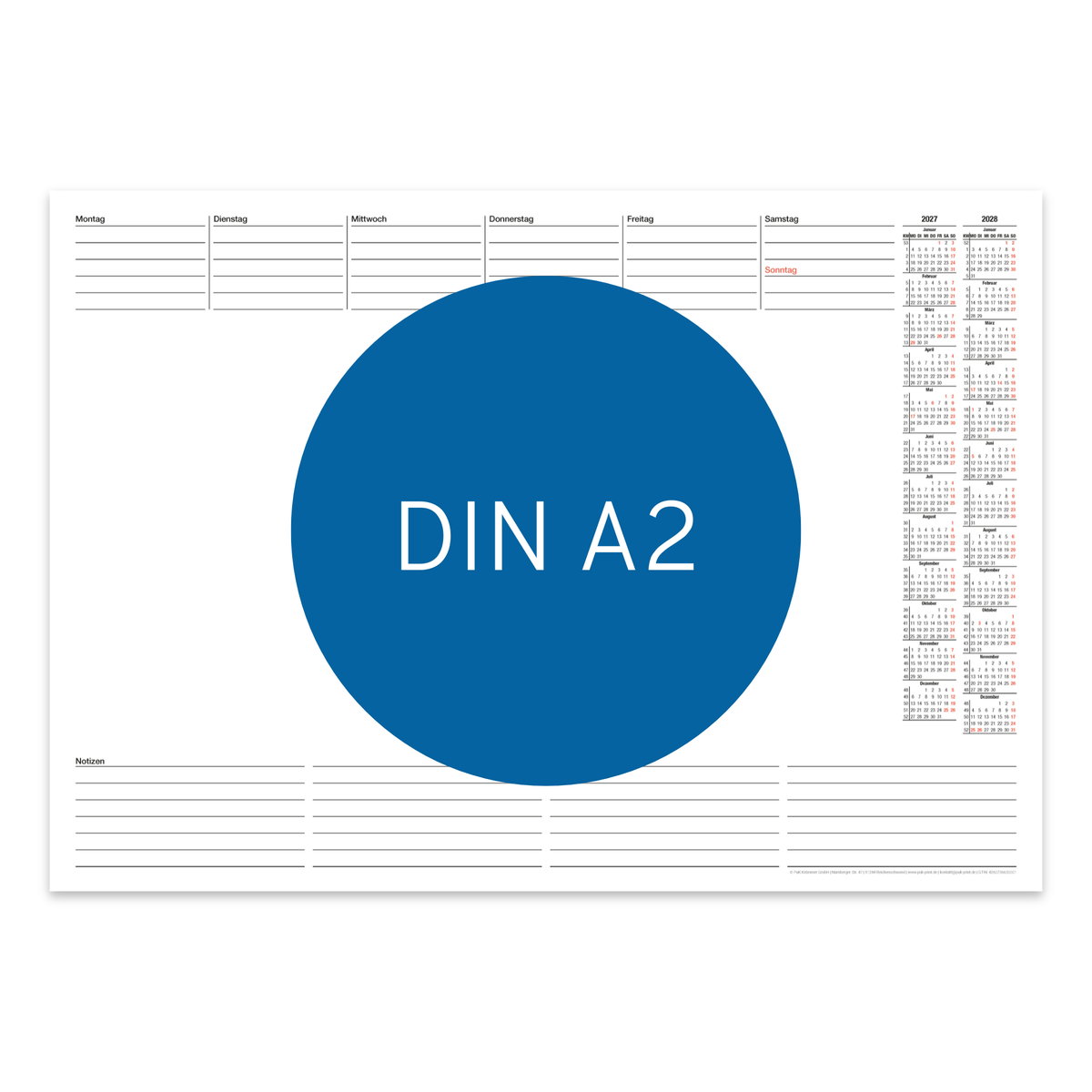 Schreibtischunterlage 2027/2028