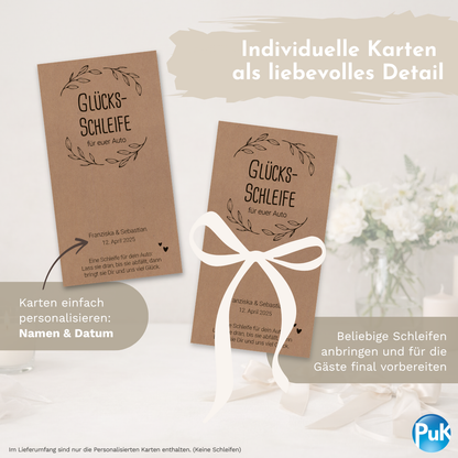 Glücksschleifen Karten Kraftpapier | personalisiert