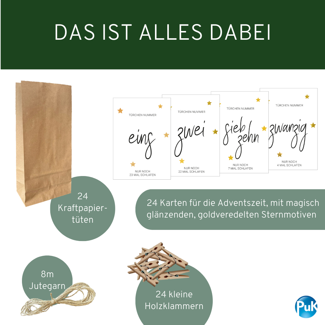 Adventskalender Set "Goldene Sterne"