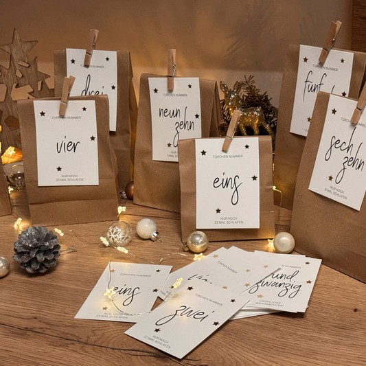 Adventskalender Set "Goldene Sterne"