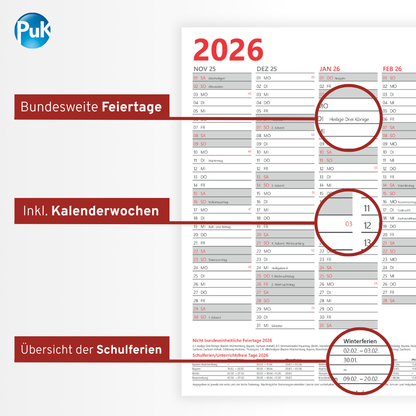 Jahresplaner 2026 DIN A3 - 16 Monate