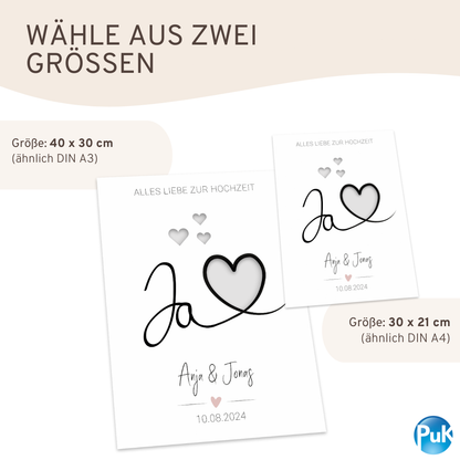 Poster "Ja mit Herz" | Geldgeschenk zur Hochzeit