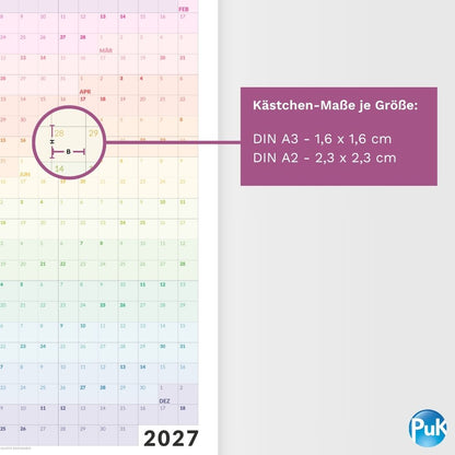 Fortlaufender Jahresplaner 2027 - Bunt