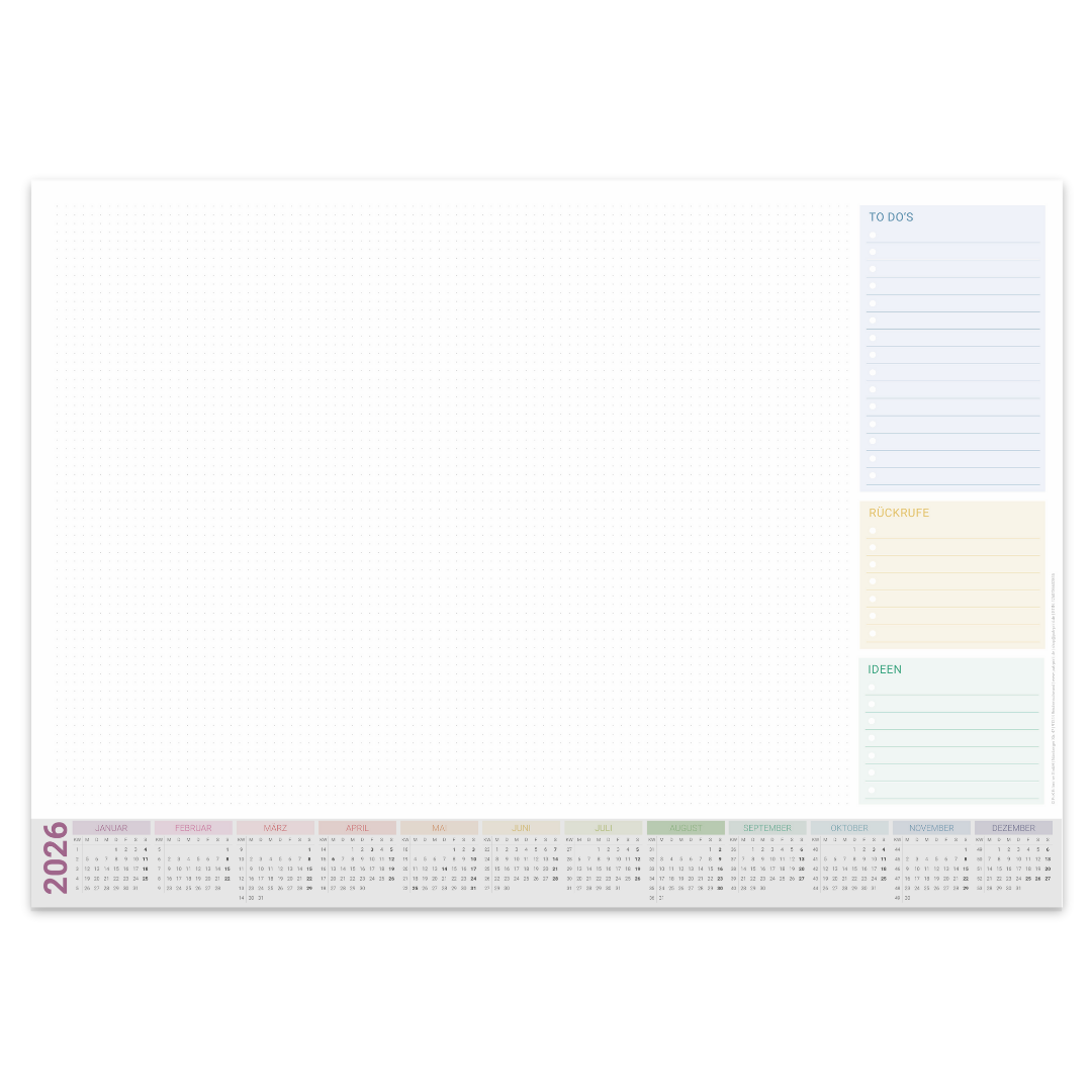 Schreibtischunterlage 2026 Bunt
