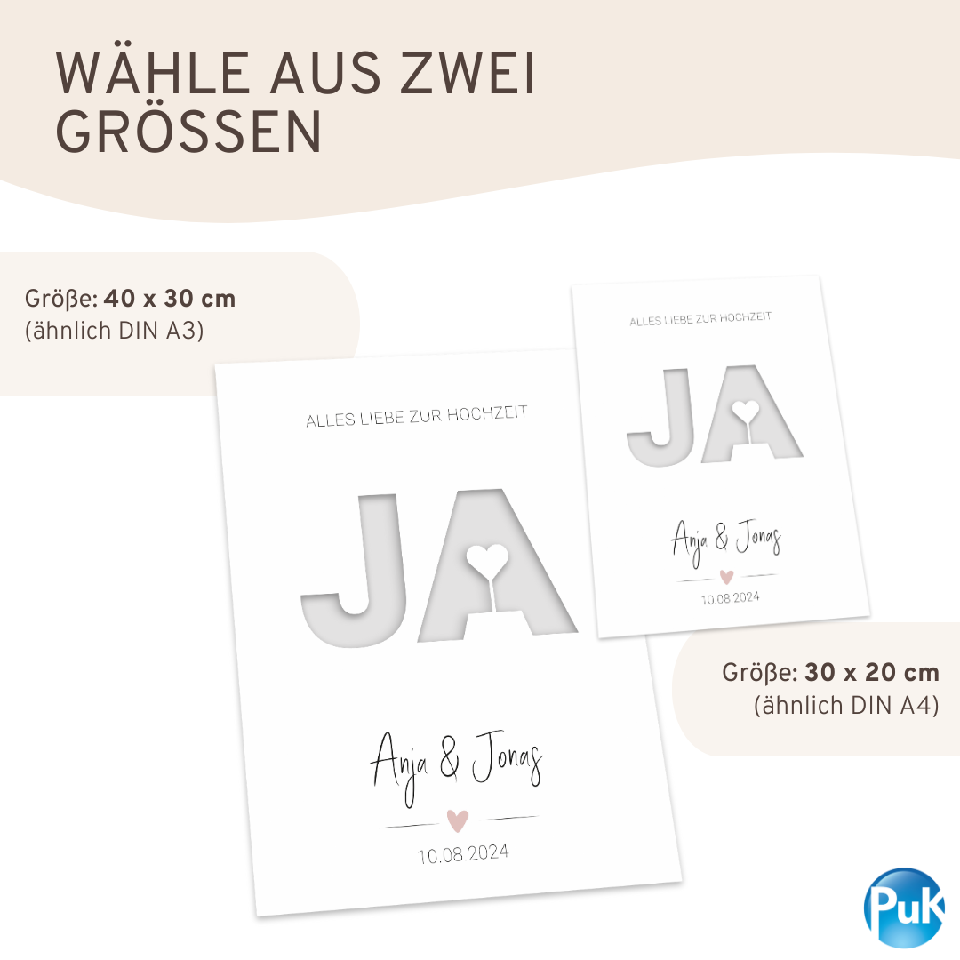Poster "JA" | Geldgeschenk zur Hochzeit
