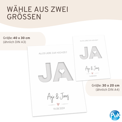 Poster "JA" | Geldgeschenk zur Hochzeit
