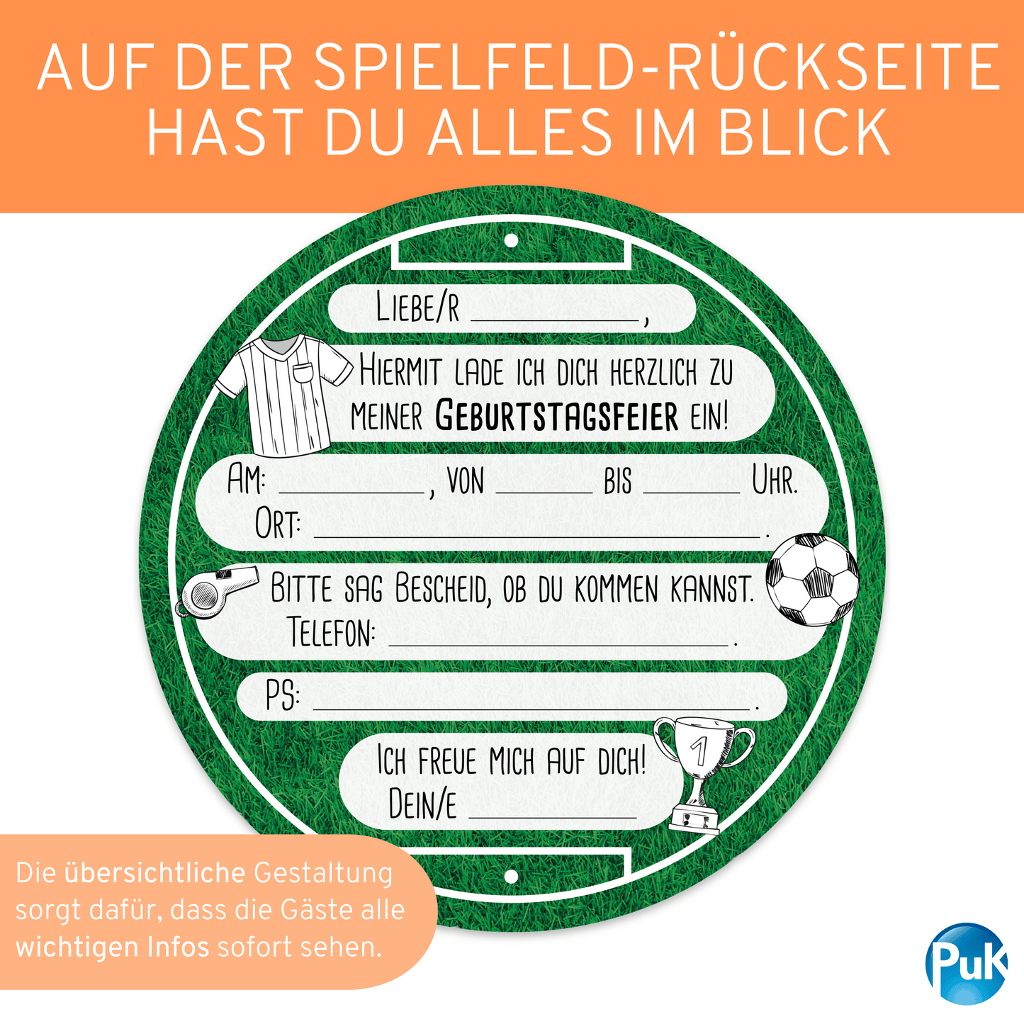 Einladungskarten "Fußball"