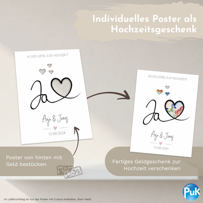 Poster "Ja mit Herz" | Geldgeschenk zur Hochzeit