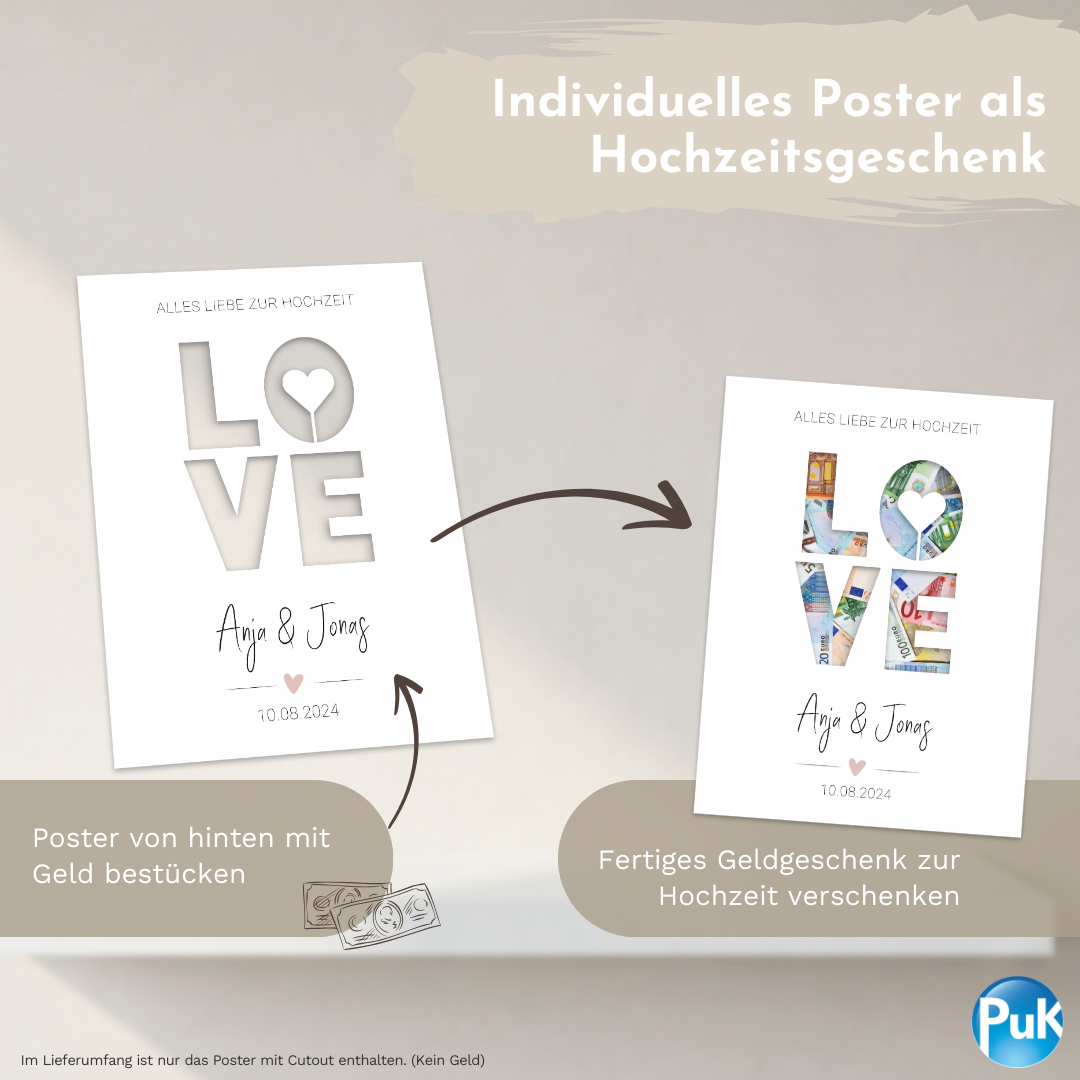 Poster "LOVE" | Geldgeschenk zur Hochzeit