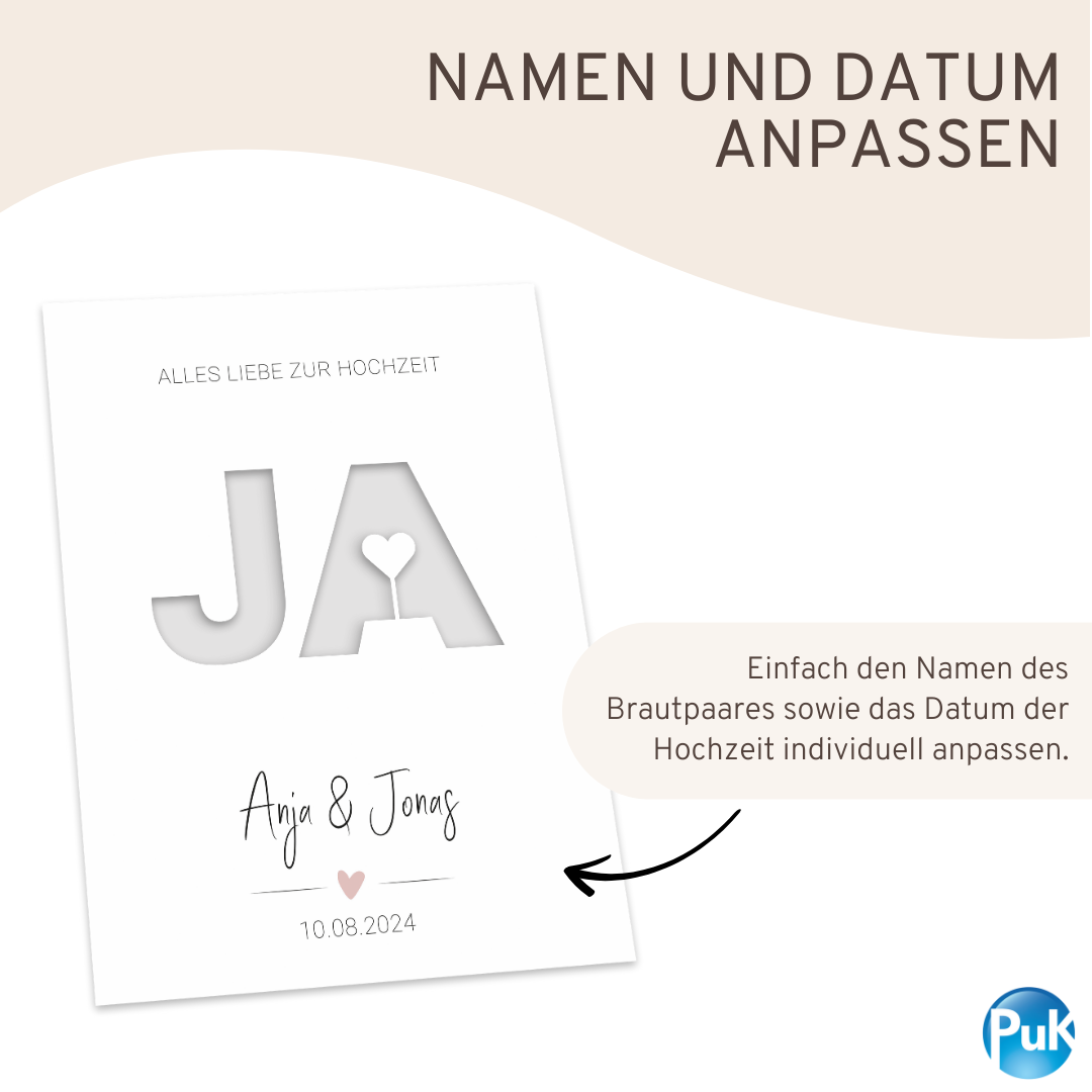 Poster "JA" | Geldgeschenk zur Hochzeit