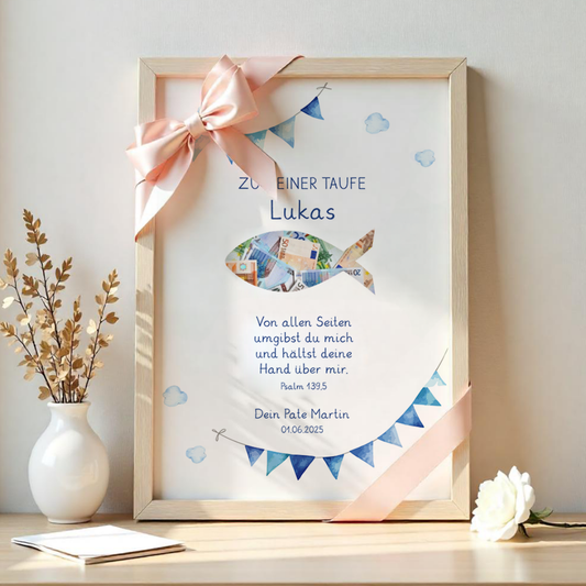 Poster "Fisch" | Geldgeschenk zur Taufe