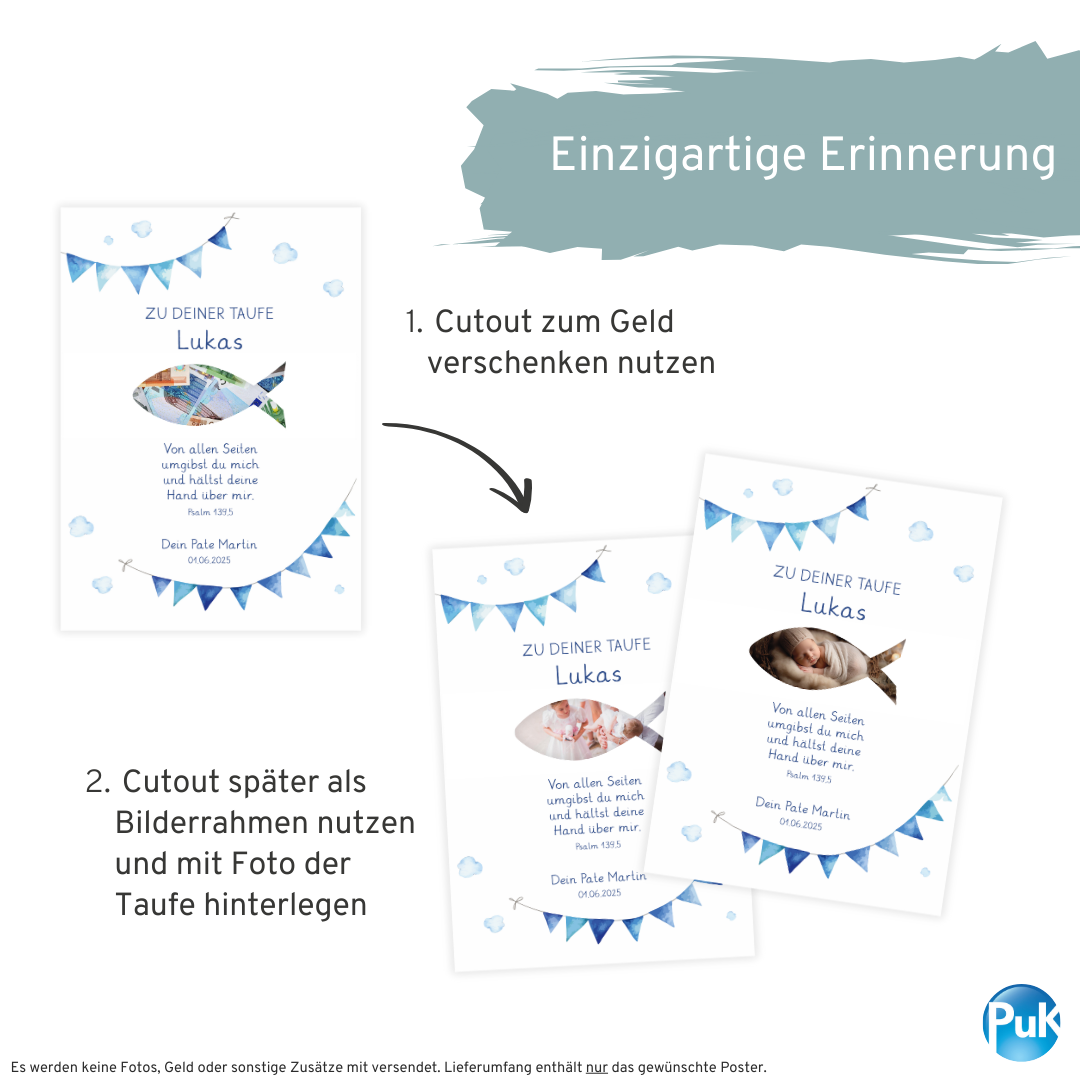 Poster "Fisch" | Geldgeschenk zur Taufe