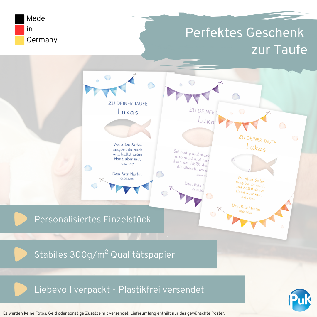 Poster "Fisch" | Geldgeschenk zur Taufe