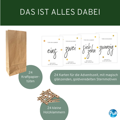 Adventskalender Set "Goldene Sterne"