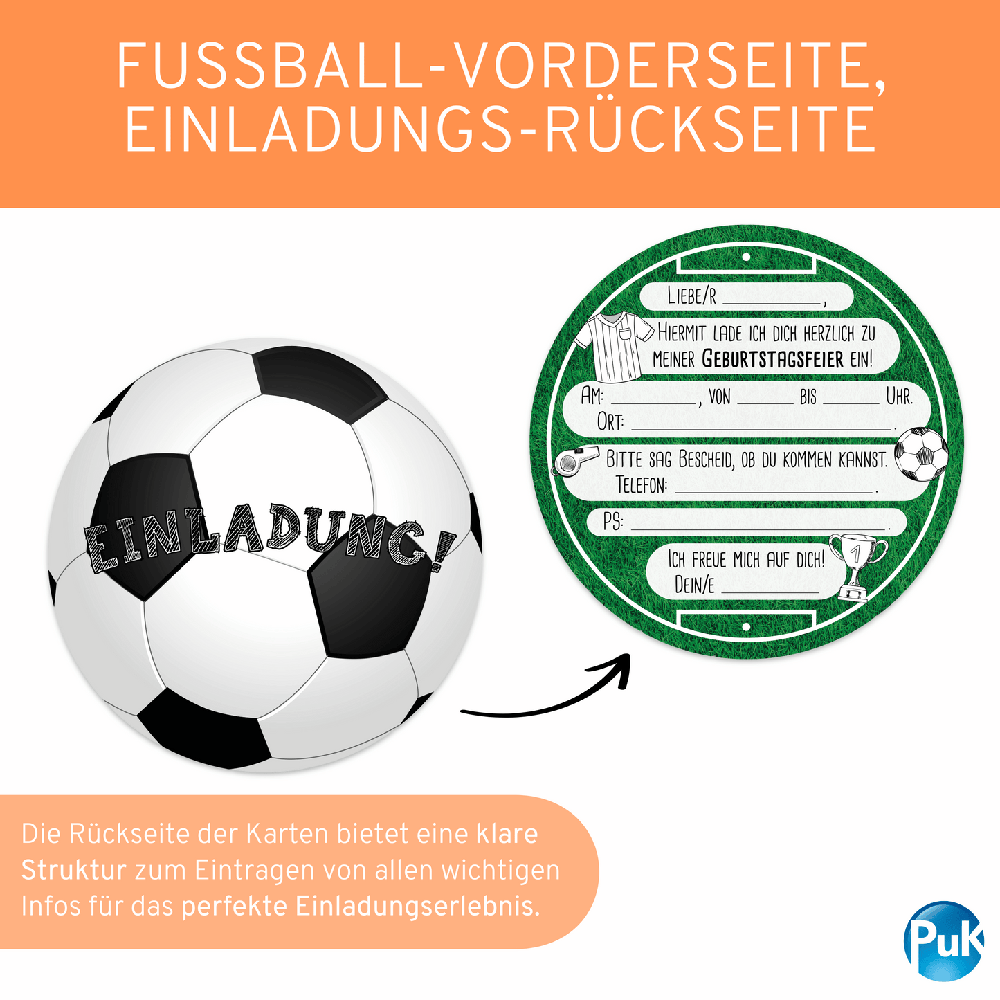 Einladungskarten "Fußball"