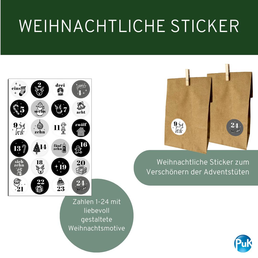 Adventskalender Set "Schwarz-Weiß"